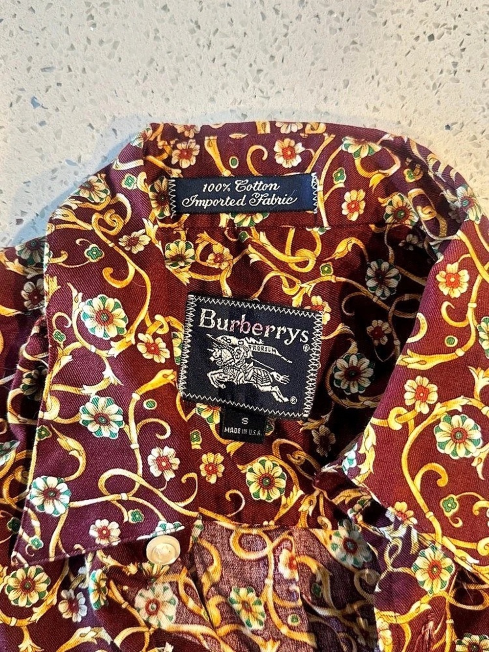 1980s Vintage Burberrys Floral Paisley Shirt 100% Cotton Made USA Size S